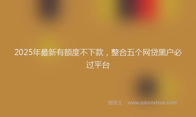 2025年最新有额度不下款，整合五个网贷黑户必过平台