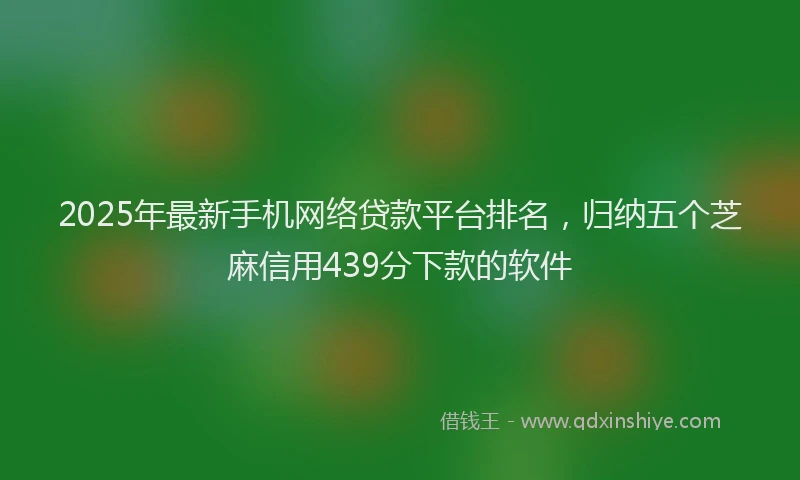 2025年最新手机网络贷款平台排名，归纳五个芝麻信用439分下款的软件
