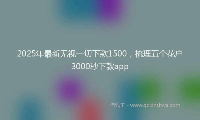 2025年最新无视一切下款1500，梳理五个花户3000秒下款app
