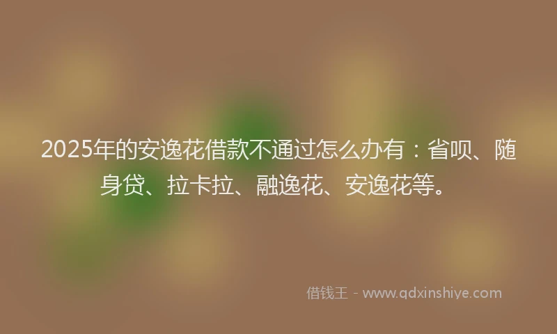 2025年的安逸花借款不通过怎么办有：省呗、随身贷、拉卡拉、融逸花、安逸花等。