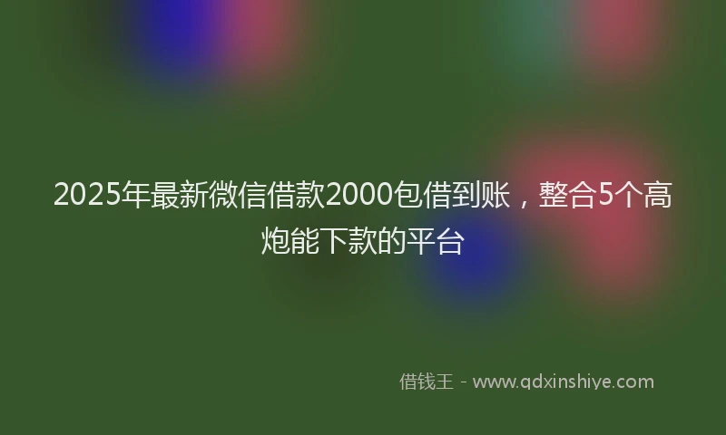 2025年最新微信借款2000包借到账，整合5个高炮能下款的平台
