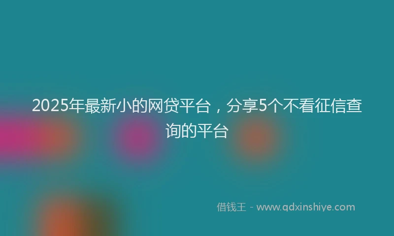 2025年最新小的网贷平台，分享5个不看征信查询的平台