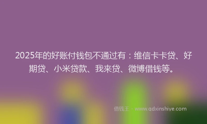2025年的好账付钱包不通过有：维信卡卡贷、好期贷、小米贷款、我来贷、微博借钱等。