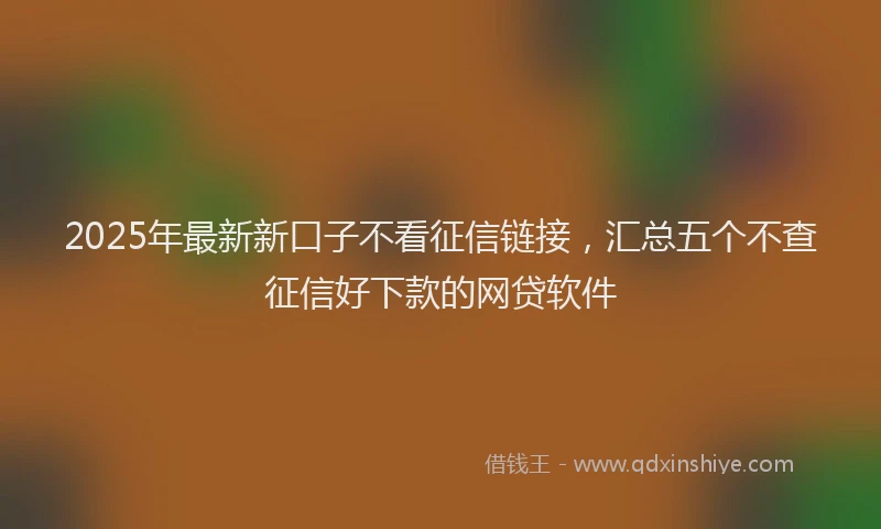 2025年最新新口子不看征信链接，汇总五个不查征信好下款的网贷软件