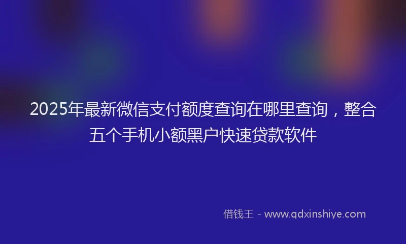 2025年最新微信支付额度查询在哪里查询，整合五个手机小额黑户快速贷款软件