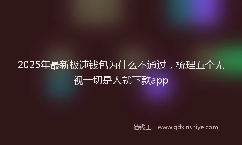 2025年最新极速钱包为什么不通过，梳理五个无视一切是人就下款app