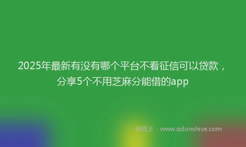 2025年最新有没有哪个平台不看征信可以贷款，分享5个不用芝麻分能借的app