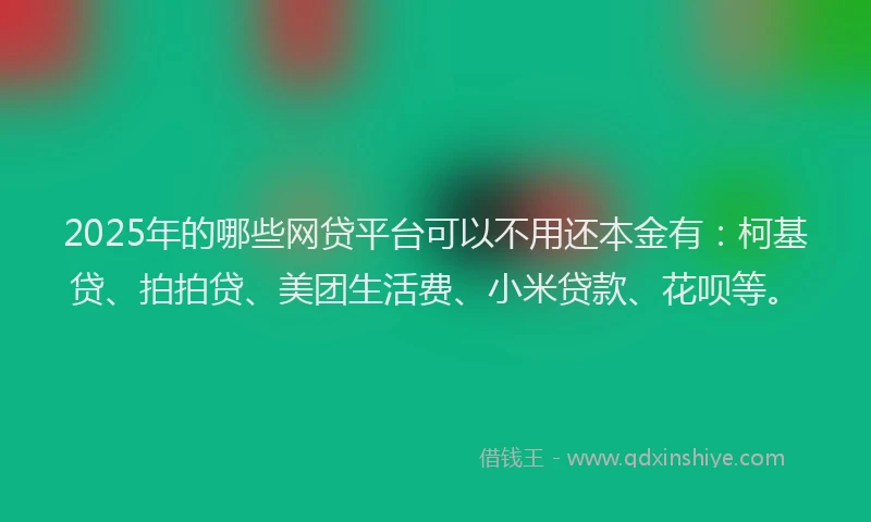 2025年的哪些网贷平台可以不用还本金有：柯基贷、拍拍贷、美团生活费、小米贷款、花呗等。
