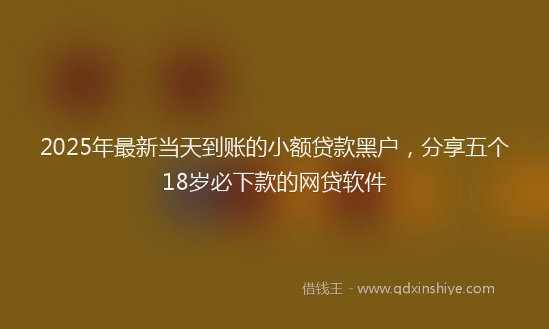 2025年最新当天到账的小额贷款黑户，分享五个18岁必下款的网贷软件