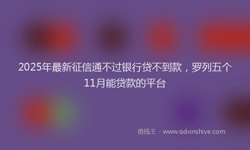 2025年最新征信通不过银行贷不到款，罗列五个11月能贷款的平台