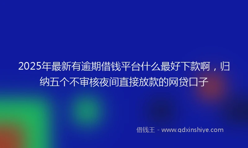 2025年最新有逾期借钱平台什么最好下款啊，归纳五个不审核夜间直接放款的网贷口子