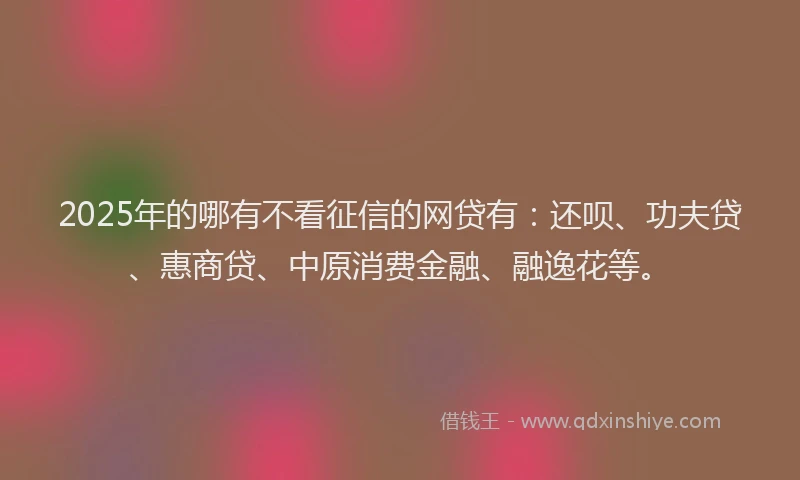 2025年的哪有不看征信的网贷有：还呗、功夫贷、惠商贷、中原消费金融、融逸花等。