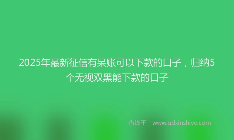 2025年最新征信有呆账可以下款的口子，归纳5个无视双黑能下款的口子