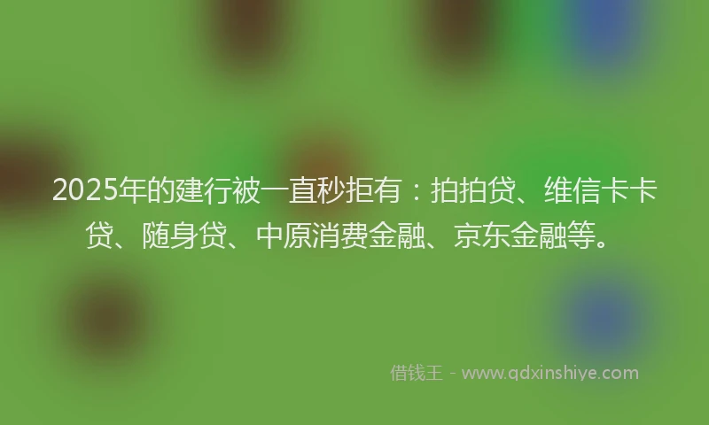 2025年的建行被一直秒拒有：拍拍贷、维信卡卡贷、随身贷、中原消费金融、京东金融等。