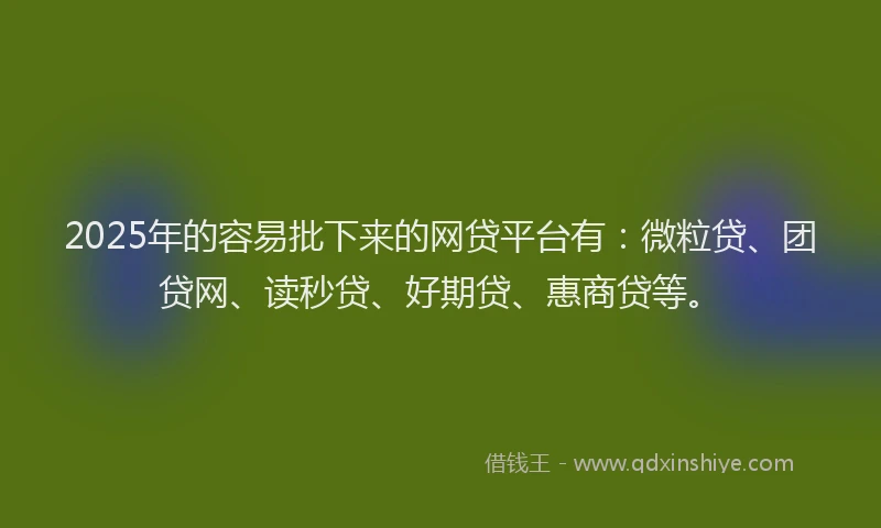2025年的容易批下来的网贷平台有：微粒贷、团贷网、读秒贷、好期贷、惠商贷等。