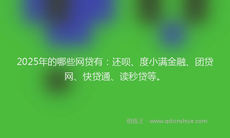 2025年的哪些网贷有：还呗、度小满金融、团贷网、快贷通、读秒贷等。