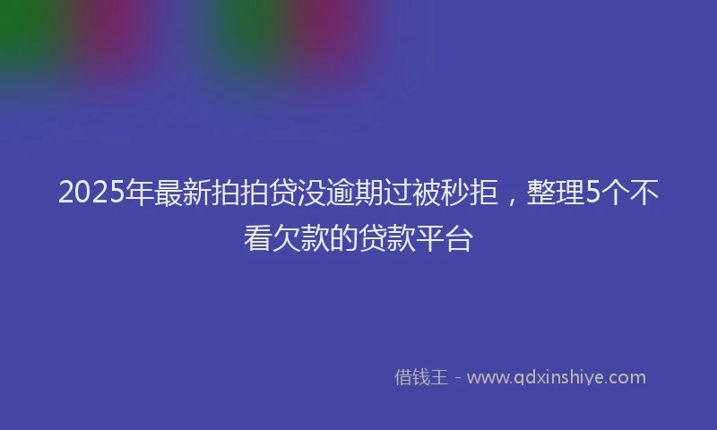 2025年最新拍拍贷没逾期过被秒拒，整理5个不看欠款的贷款平台