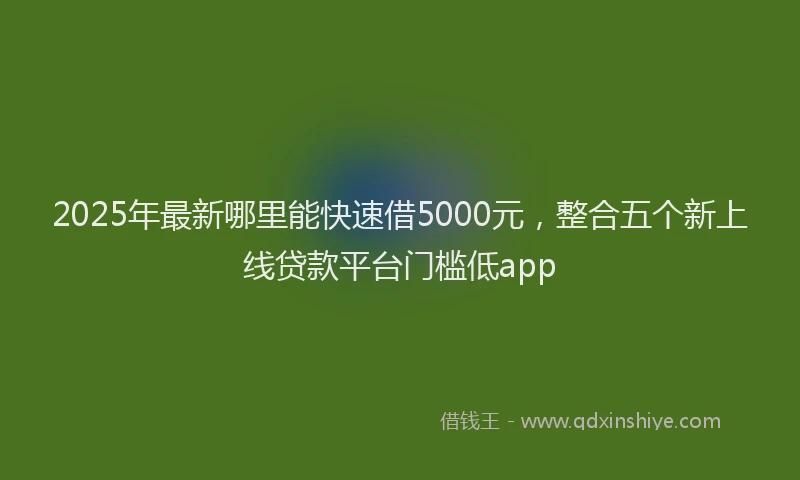 2025年最新哪里能快速借5000元，整合五个新上线贷款平台门槛低app