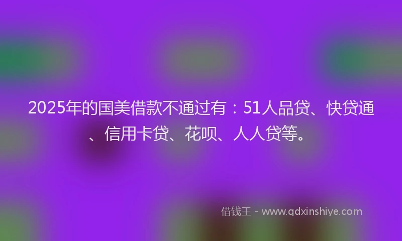 2025年的国美借款不通过有：51人品贷、快贷通、信用卡贷、花呗、人人贷等。