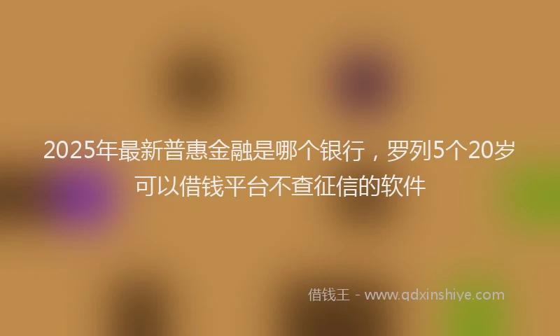 2025年最新普惠金融是哪个银行，罗列5个20岁可以借钱平台不查征信的软件
