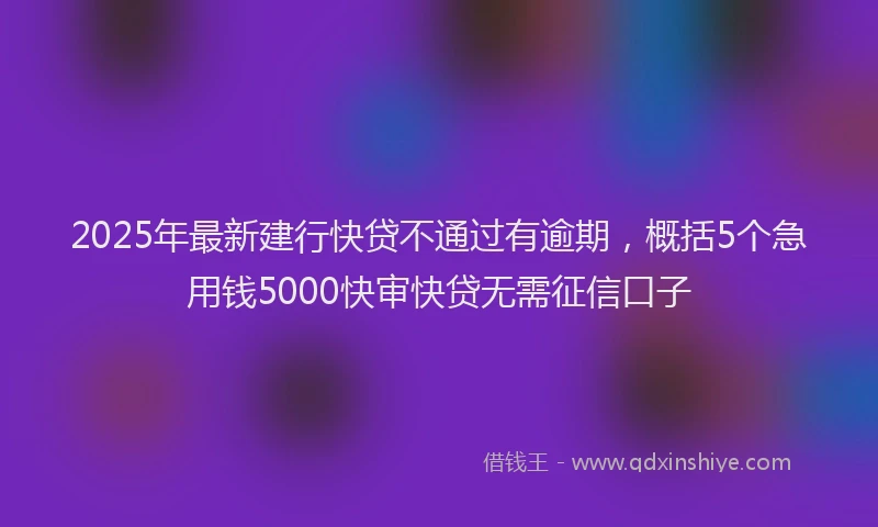 2025年最新建行快贷不通过有逾期，概括5个急用钱5000快审快贷无需征信口子