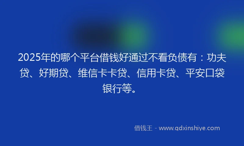 2025年的哪个平台借钱好通过不看负债有：功夫贷、好期贷、维信卡卡贷、信用卡贷、平安口袋银行等。
