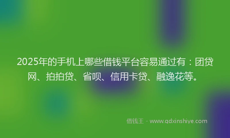 2025年的手机上哪些借钱平台容易通过有：团贷网、拍拍贷、省呗、信用卡贷、融逸花等。