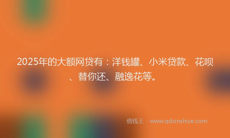 2025年的大额网贷有：洋钱罐、小米贷款、花呗、替你还、融逸花等。