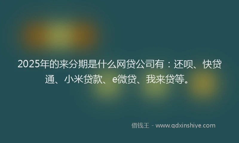2025年的来分期是什么网贷公司有：还呗、快贷通、小米贷款、e微贷、我来贷等。