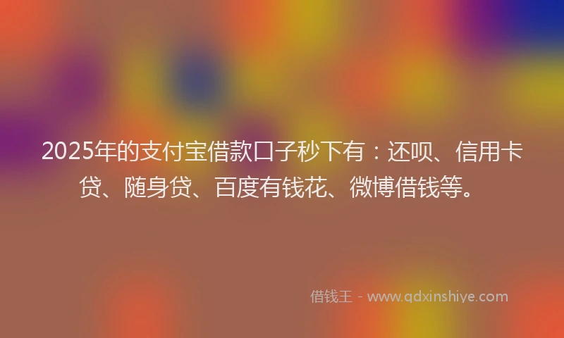 2025年的支付宝借款口子秒下有：还呗、信用卡贷、随身贷、百度有钱花、微博借钱等。