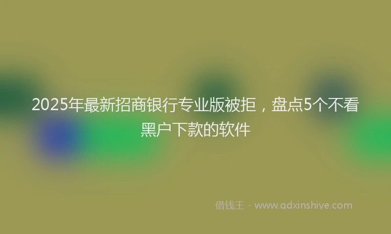 2025年最新招商银行专业版被拒，盘点5个不看黑户下款的软件