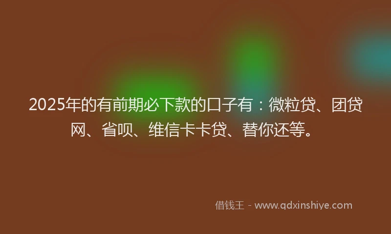 2025年的有前期必下款的口子有：微粒贷、团贷网、省呗、维信卡卡贷、替你还等。