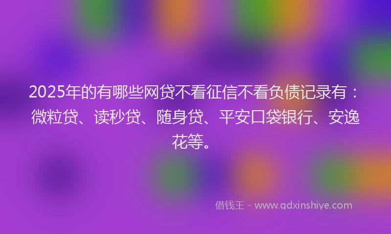 2025年的有哪些网贷不看征信不看负债记录有：微粒贷、读秒贷、随身贷、平安口袋银行、安逸花等。