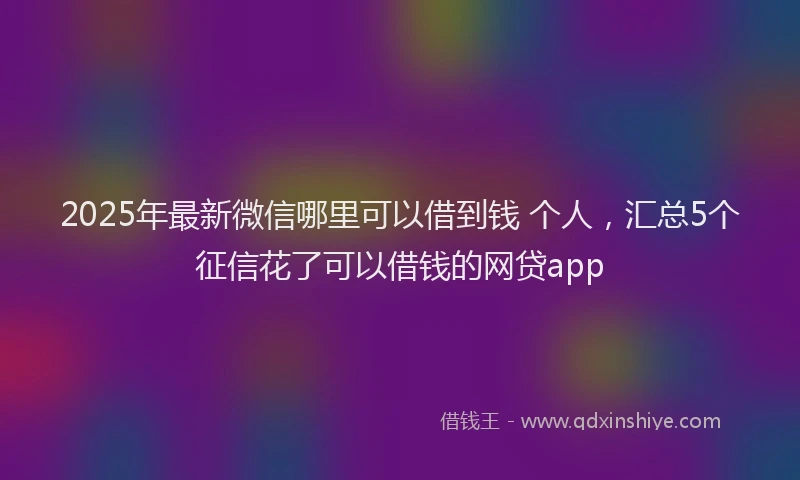 2025年最新微信哪里可以借到钱 个人，汇总5个征信花了可以借钱的网贷app