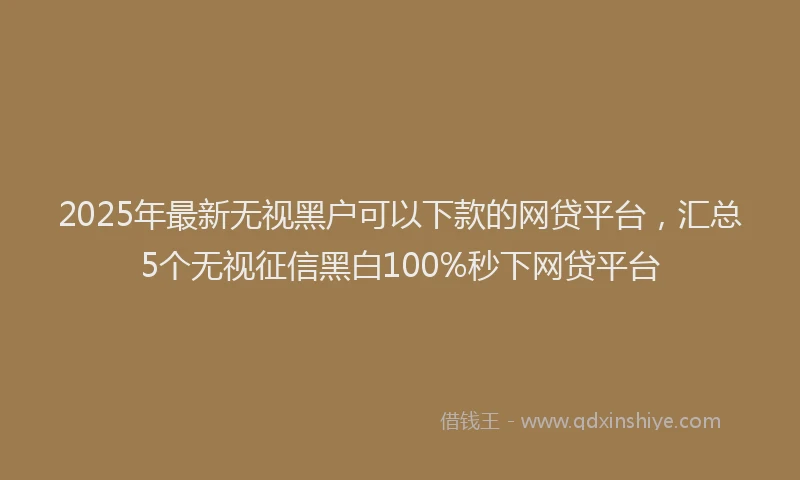 2025年最新无视黑户可以下款的网贷平台，汇总5个无视征信黑白100%秒下网贷平台