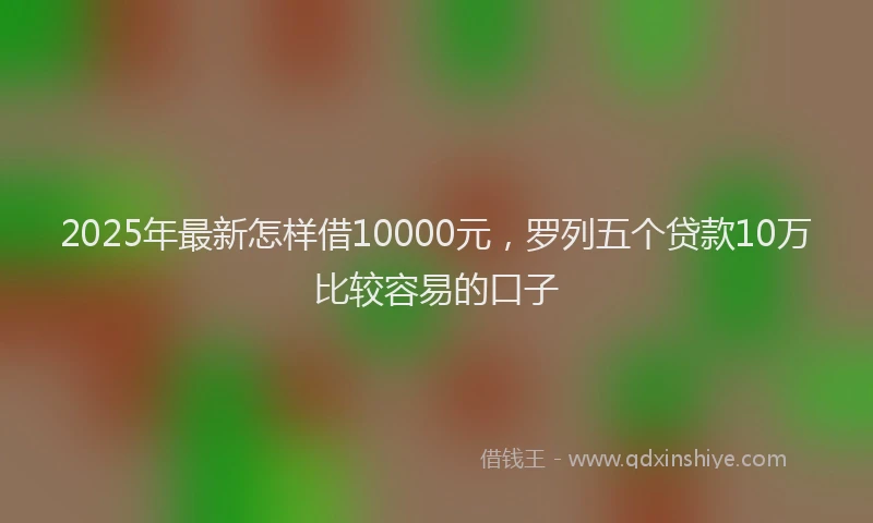 2025年最新怎样借10000元，罗列五个贷款10万比较容易的口子