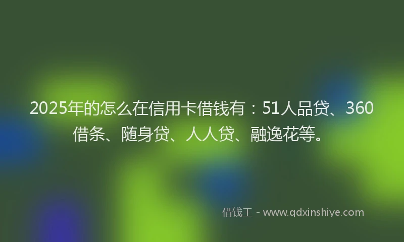 2025年的怎么在信用卡借钱有：51人品贷、360借条、随身贷、人人贷、融逸花等。
