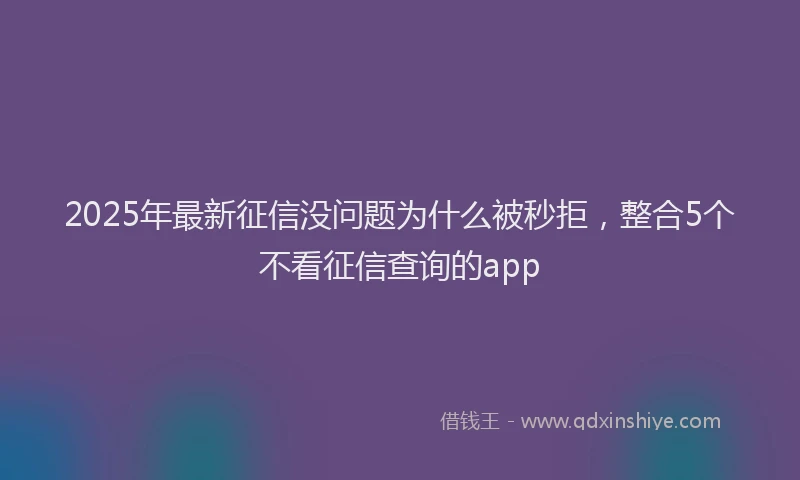 2025年最新征信没问题为什么被秒拒，整合5个不看征信查询的app
