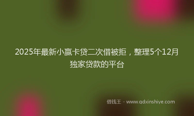 2025年最新小赢卡贷二次借被拒，整理5个12月独家贷款的平台