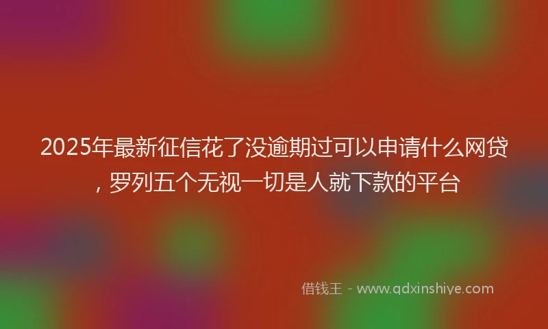 2025年最新征信花了没逾期过可以申请什么网贷，罗列五个无视一切是人就下款的平台