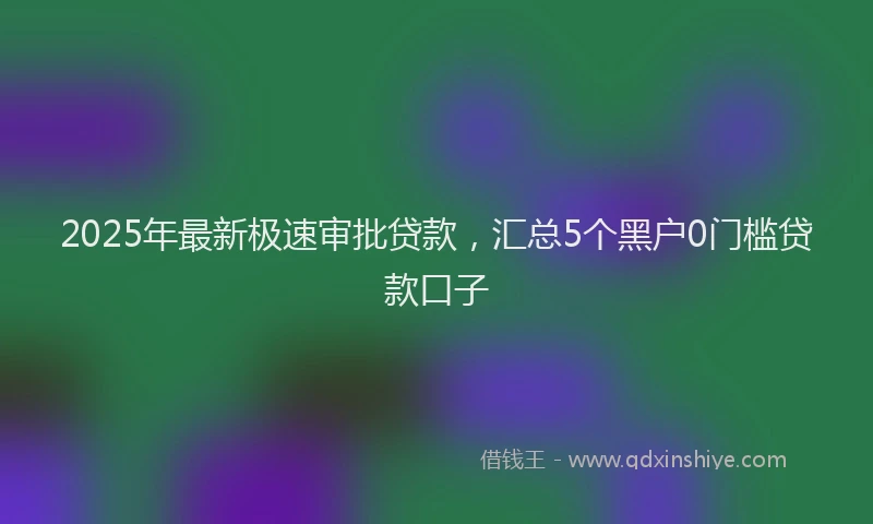 2025年最新极速审批贷款，汇总5个黑户0门槛贷款口子