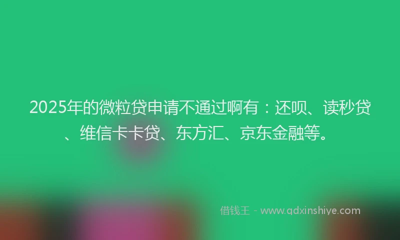 2025年的微粒贷申请不通过啊有：还呗、读秒贷、维信卡卡贷、东方汇、京东金融等。