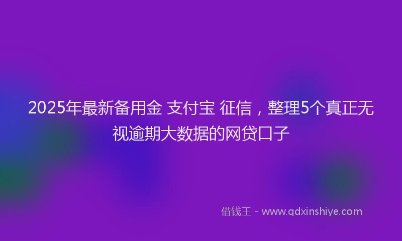 2025年最新备用金 支付宝 征信，整理5个真正无视逾期大数据的网贷口子