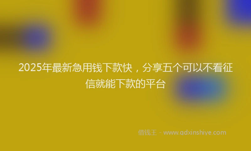 2025年最新急用钱下款快，分享五个可以不看征信就能下款的平台