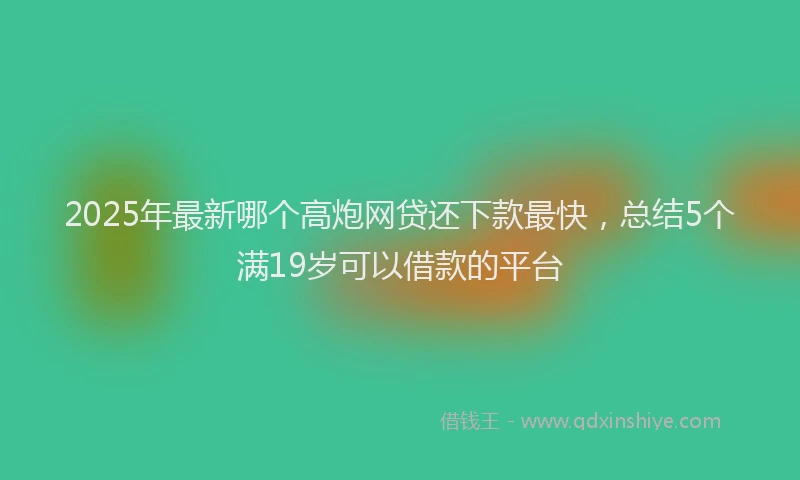 2025年最新哪个高炮网贷还下款最快，总结5个满19岁可以借款的平台