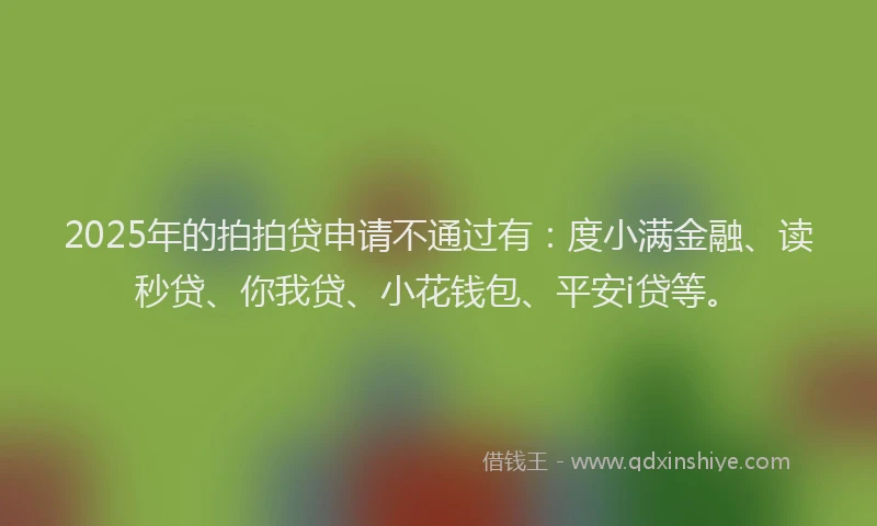 2025年的拍拍贷申请不通过有：度小满金融、读秒贷、你我贷、小花钱包、平安i贷等。