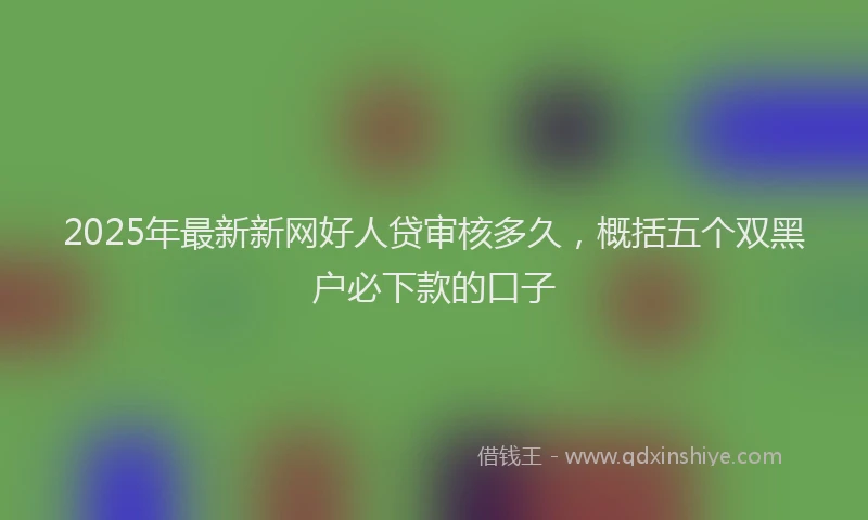 2025年最新新网好人贷审核多久，概括五个双黑户必下款的口子
