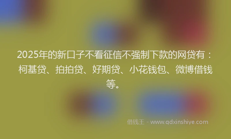 2025年的新口子不看征信不强制下款的网贷有：柯基贷、拍拍贷、好期贷、小花钱包、微博借钱等。