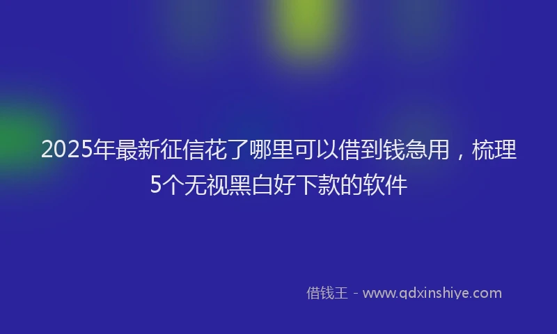 2025年最新征信花了哪里可以借到钱急用，梳理5个无视黑白好下款的软件