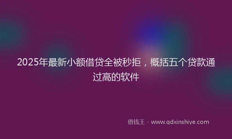2025年最新小额借贷全被秒拒，概括五个贷款通过高的软件